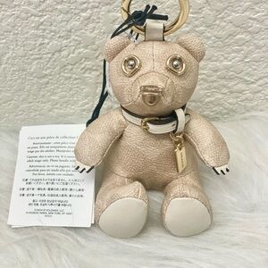 Coach Collectible Bear Bag Charm In Signature Canvas Gold/Sand/Chalk CZ195 NWT